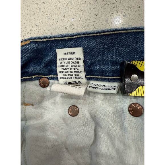 Trave Constance Straight Tapered Button Fly Distressed Fray Jeans Blue Size 26 - Picture 8 of 9